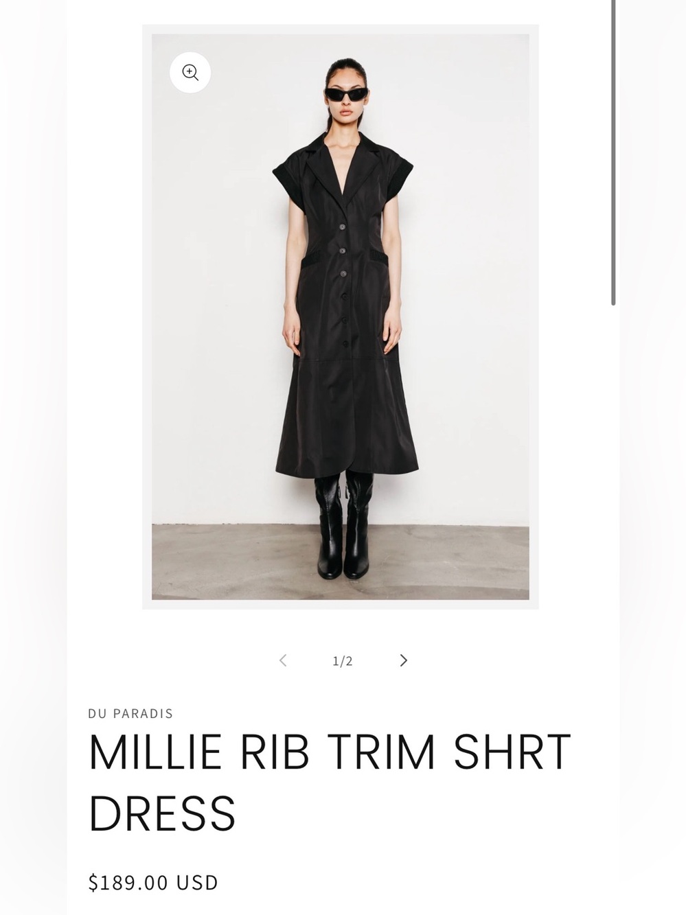 De Paradis Black Button-Front Midi Dress